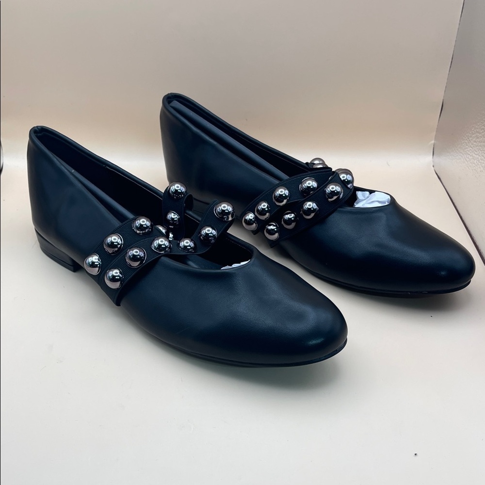 SHEIN MOTF Black Studded Mary Jane Flats EU 40 US 9 NWT